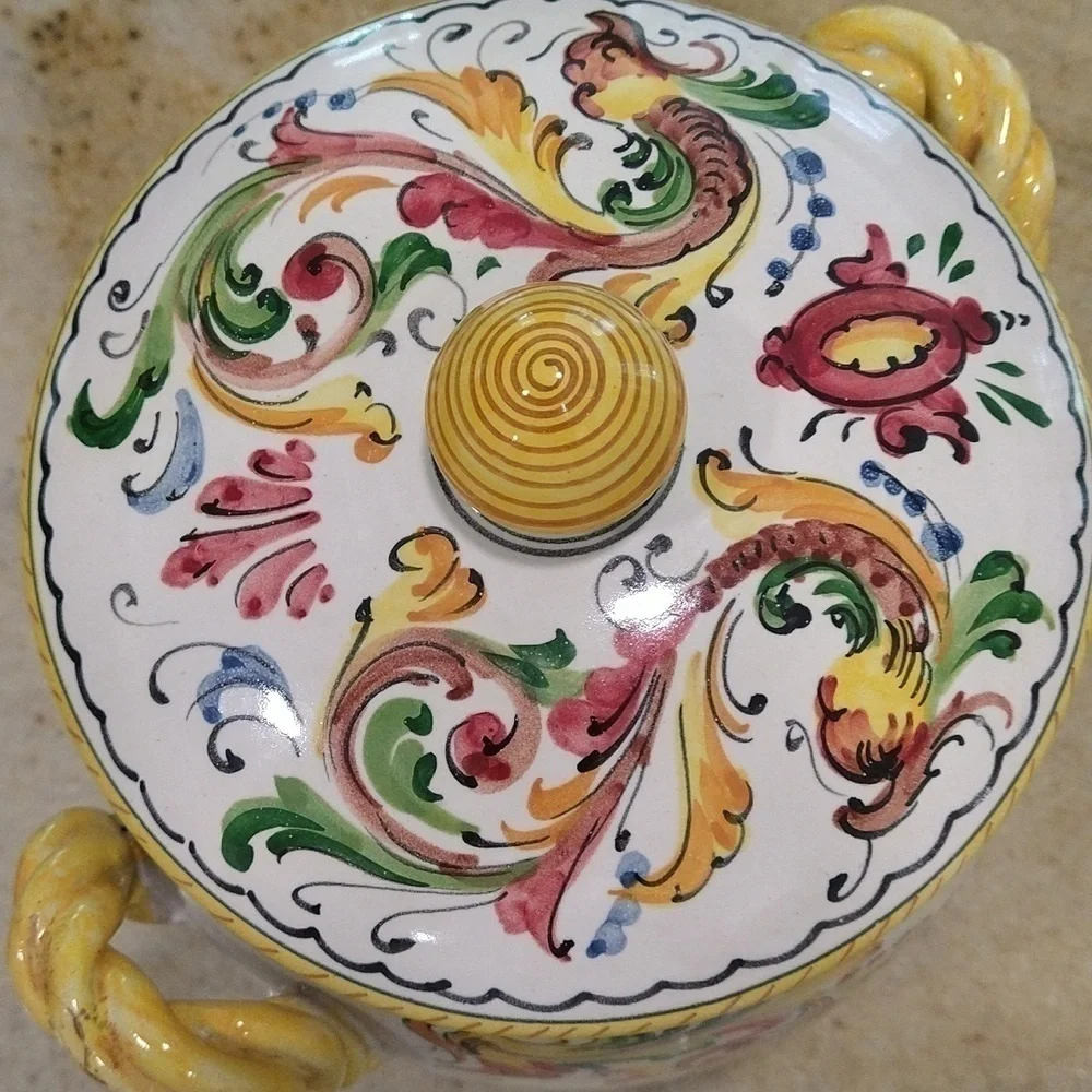 Vintage hand-painted Italian biscotti biscuit jar container